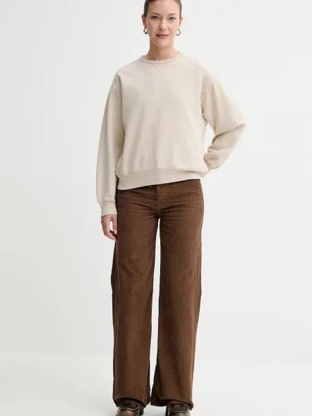 Levi's spodnie sztruksowe RIBCAGE WL BRAIDED szerokie high waist brązowy