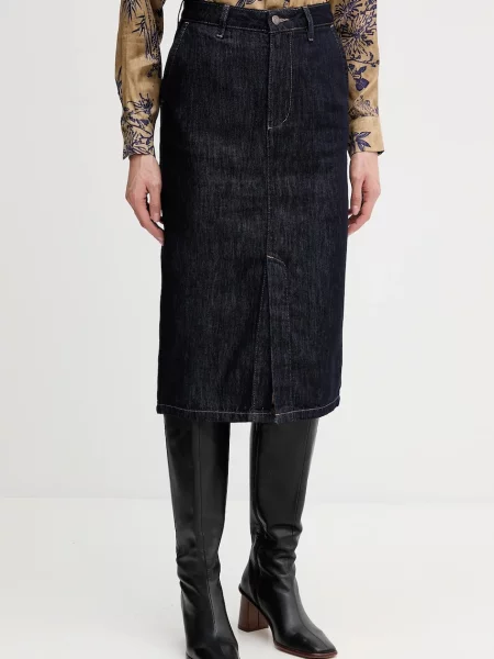 Sisley spódnica jeansowa midi prosta granatowy
