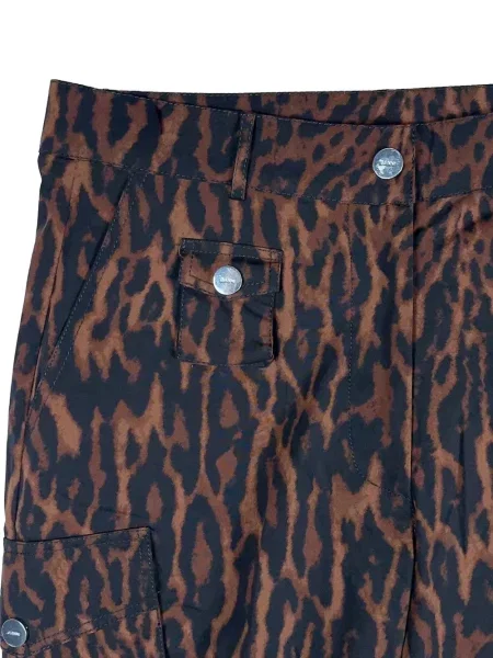 Pantaloni cargo Ganni cu imagine cu model leopard maro