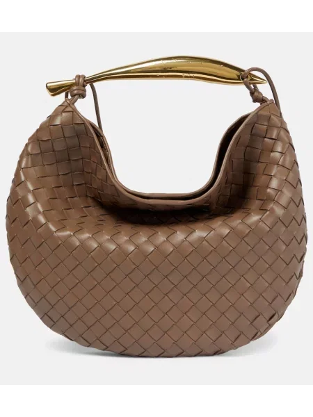 Кожена кожена чанта Bottega Veneta кафяво