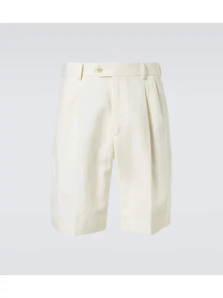 Vlněné plisované kraťasy Auralee bílé