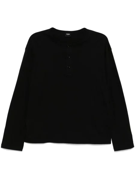 Tricou Team Wang Design cu guler henley negru