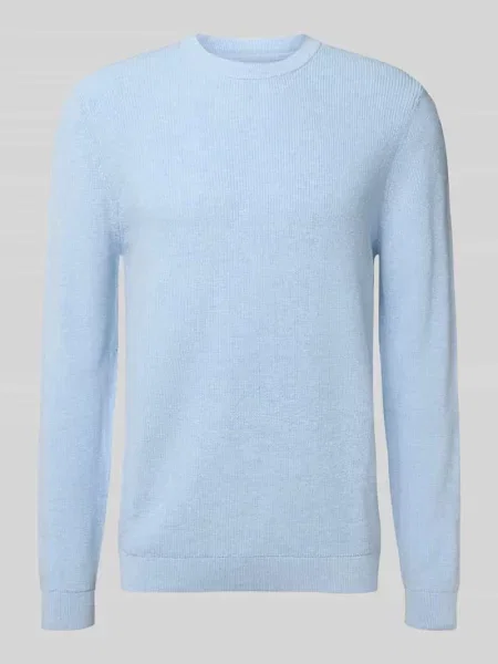Sweter z dzianiny z prążkowanymi wykończeniami Mcneal błękitny