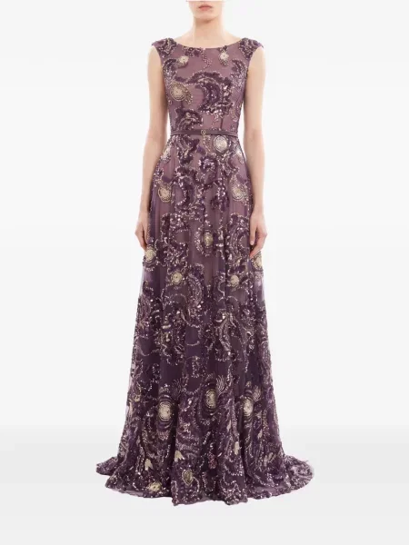 Rochie maxi Saiid Kobeisy cu broderie din tul violet