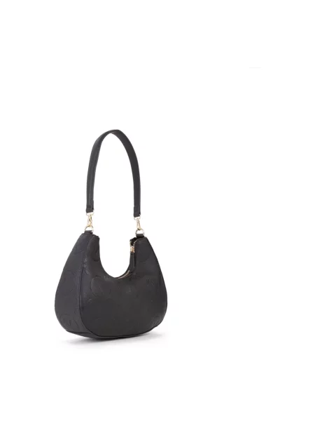 Torba na ramię z wytłoczonym logo na całej powierzchni model ‘Samba’ Valentino Bags czarna
