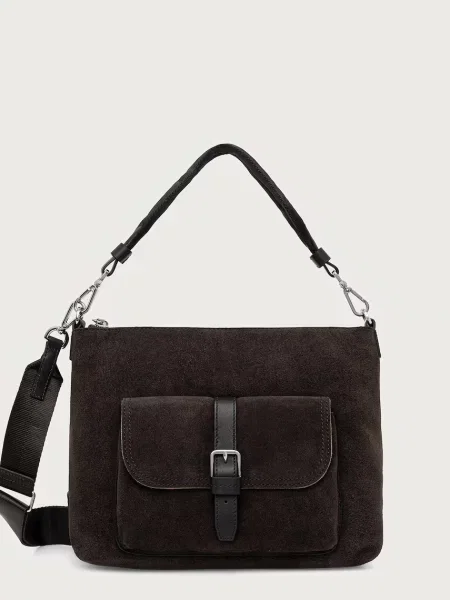 Marc O'Polo geantă crossbody pentru femei din piele întoarsă maro