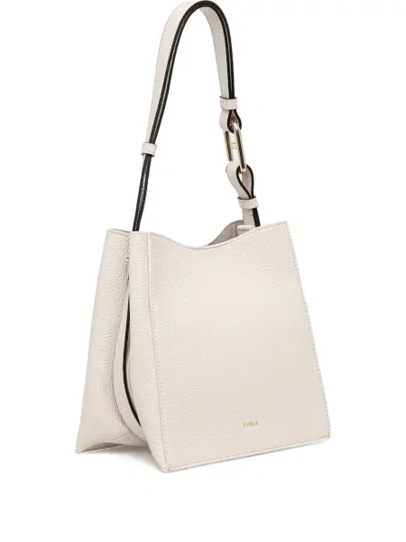 Кожена кожена чанта Furla бяло