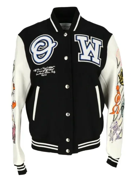 Długi kurtka bomber Off-white biały