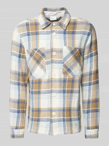 Kurtka koszulowa z kołnierzykiem typu kent Knowledgecotton Apparel biała