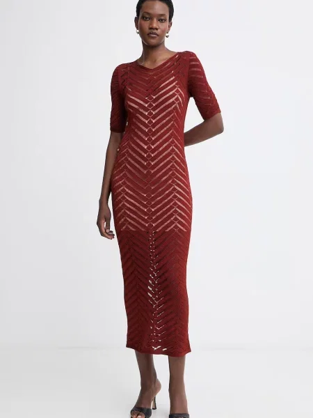 Twinset rochie de vară cu vâscoză maro