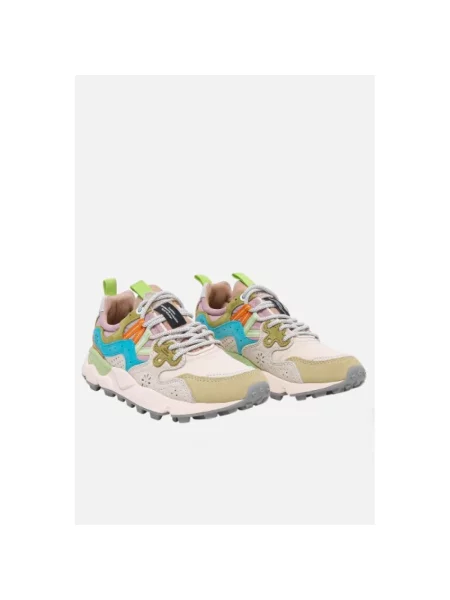 Sneakersy Flower Mountain skórzane w kwiatki beżowe