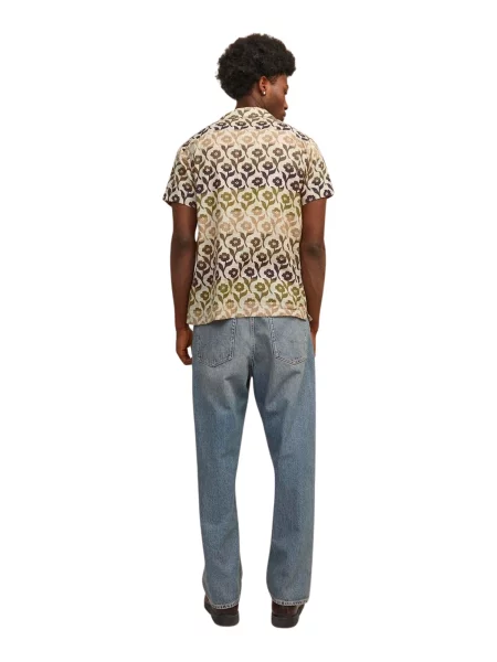 JACK & JONES Košeľa JJFlores melírovaná / hnedá / svetlohnedá / olivová béžová
