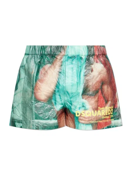 Lniane szorty Dsquared2 z nadrukiem