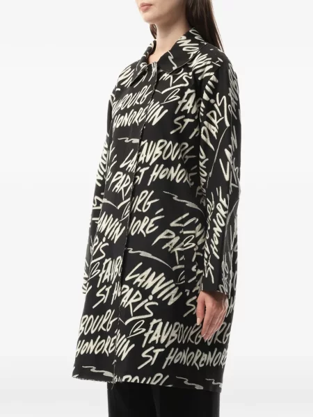 С яка палто Lanvin с принт с ревер черно