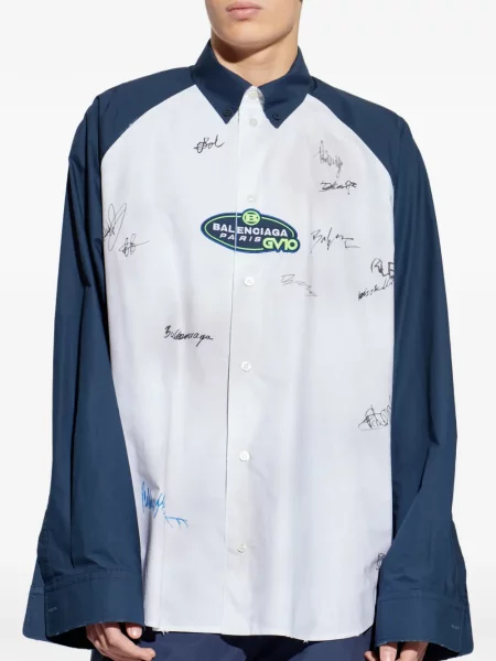Lung cămașă Balenciaga cu autograf alb