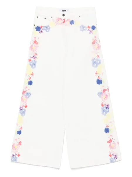Blugi Msgm cu model floral cu imagine alb