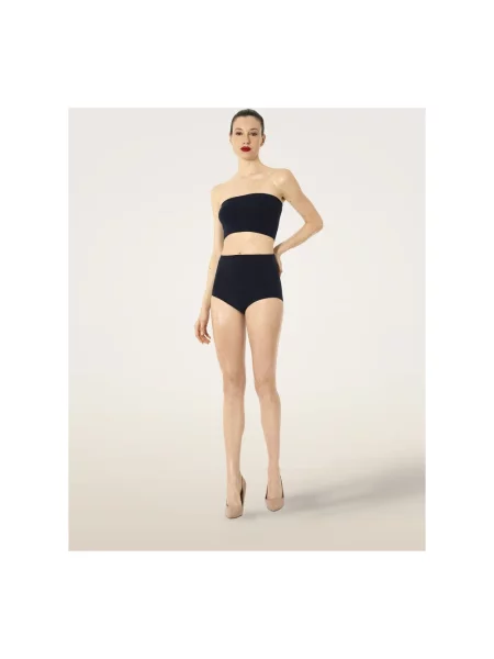 Krótki top Wolford z wełny merino bez ramiączek niebieski