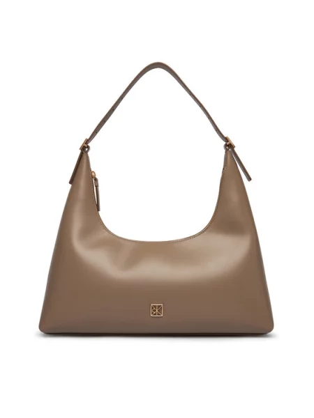 Calvin Klein Ročna torba Emblem Hw Lthr Shoulder Bag bež