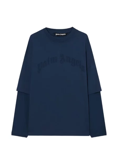 Tricou Palm Angels lung cu autograf albastru