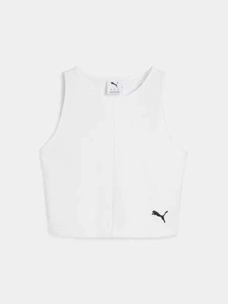 Спортивний топ PUMA Wardrobe Ess Ribbed Crop Top комбінований верх білий