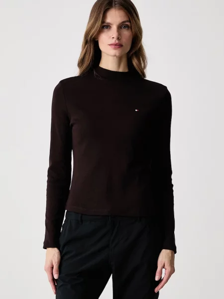 Tricou cu mânecă lungă Tommy Hilfiger maro