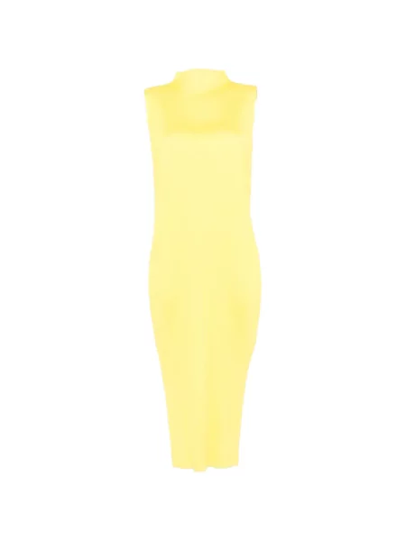 Rochie midi Pleats Please Issey Miyake fără mâneci galben