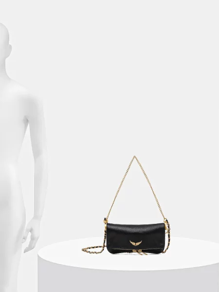 Zadig&Voltaire keresztpántos táska női bőr ROCK NANO GRAINED LEATHER fekete