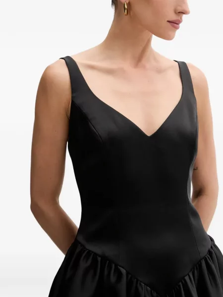 Rochie mini Bardot cu decolteu în V de costum negru