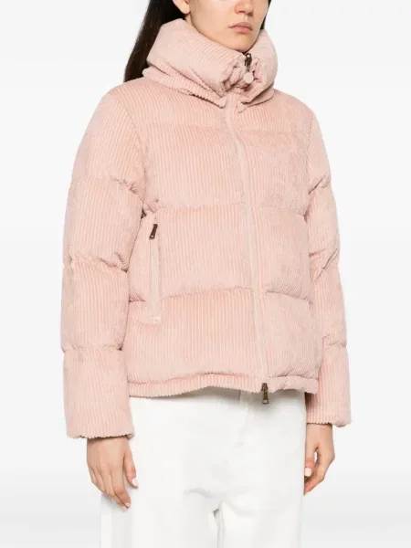 Geacă cu puf Moncler de catifea cord roz