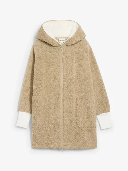 Bluza rozpinana z polaru typu baranek beżowa