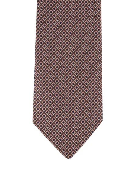 Cravată Brioni cu imprimeu geometric maro