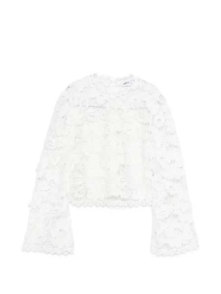 Top Self-portrait din dantelă alb