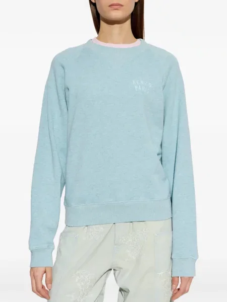 Пуловер Kenzo със сърца с автограф синьо