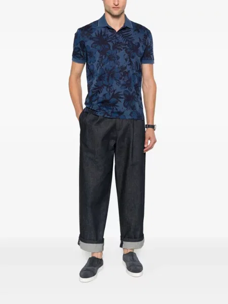 Polo Gran Sasso cu model floral cu imagine albastru