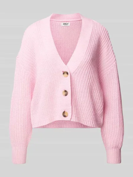 Kurtka z dzianiny o kroju regular fit z jednorzędową listwą guzikową model ‘CAROLSPRING’ Only różowa