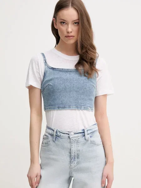 Džínový top Calvin Klein Jeans modrý