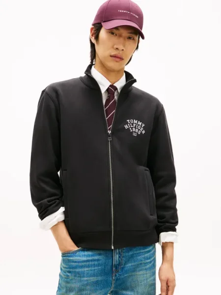 TOMMY HILFIGER Hanorac / alb negru