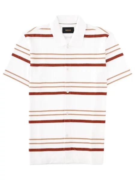 Tricou polo Boss cu dungi alb