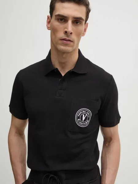 Koszulka polo Versace Jeans Couture z logo czarna