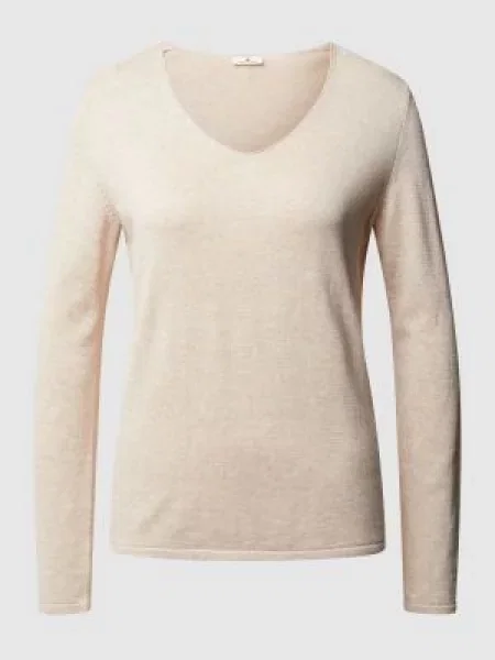 Sweter z mieszanki bawełny i Tom Tailor beżowy