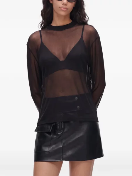 Мрежест дълго топ Karl Lagerfeld Jeans черно