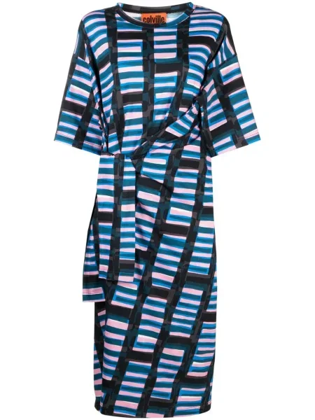 Rochie midi Colville cu imagine cu imprimeu abstract până la genunchi negru