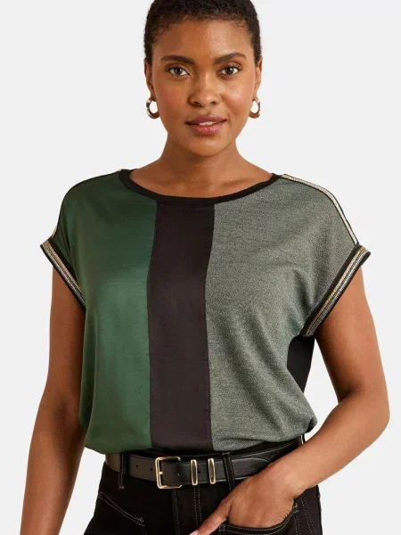 Love & roses Tricou verde / verde amestecat negru