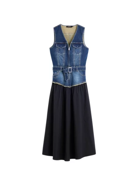 Desigual Košeľové šaty námornícka / denim modrá