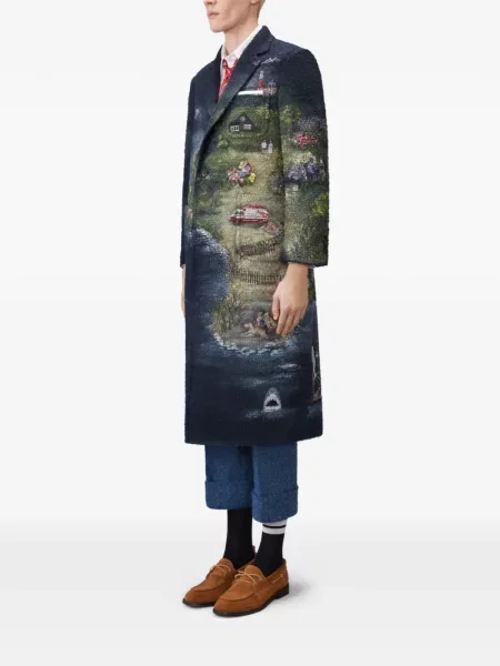Bouclé palton Thom Browne albastru