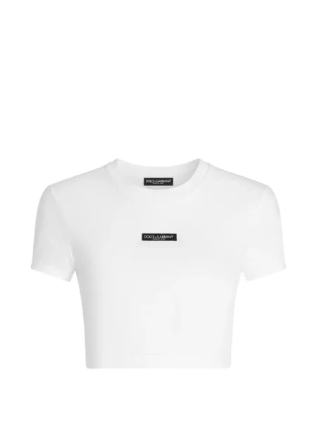 Tricou Dolce & Gabbana din jerseu cu autograf alb