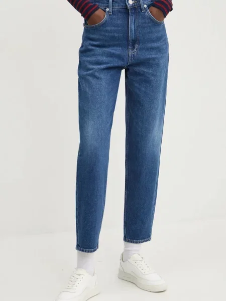 Дънки Tommy Jeans с висока талия синьо