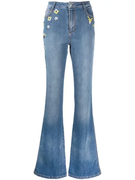 Blugi evazați Ermanno Scervino cu broderie albastru