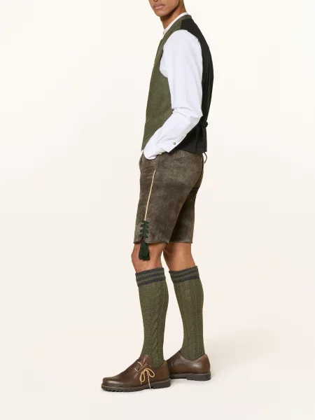 Beckert Kožené Kalhoty Saaldorf černošedá / tmavě zelená