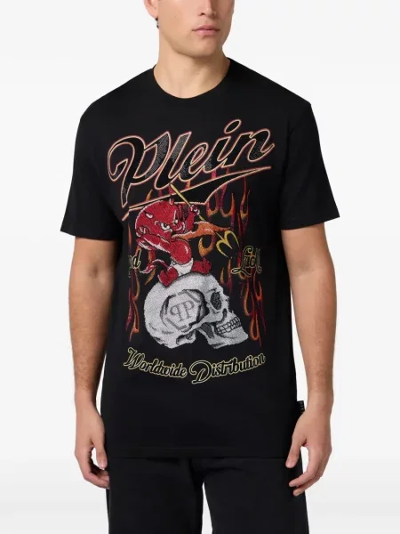 Tricou Philipp Plein cu imagine negru